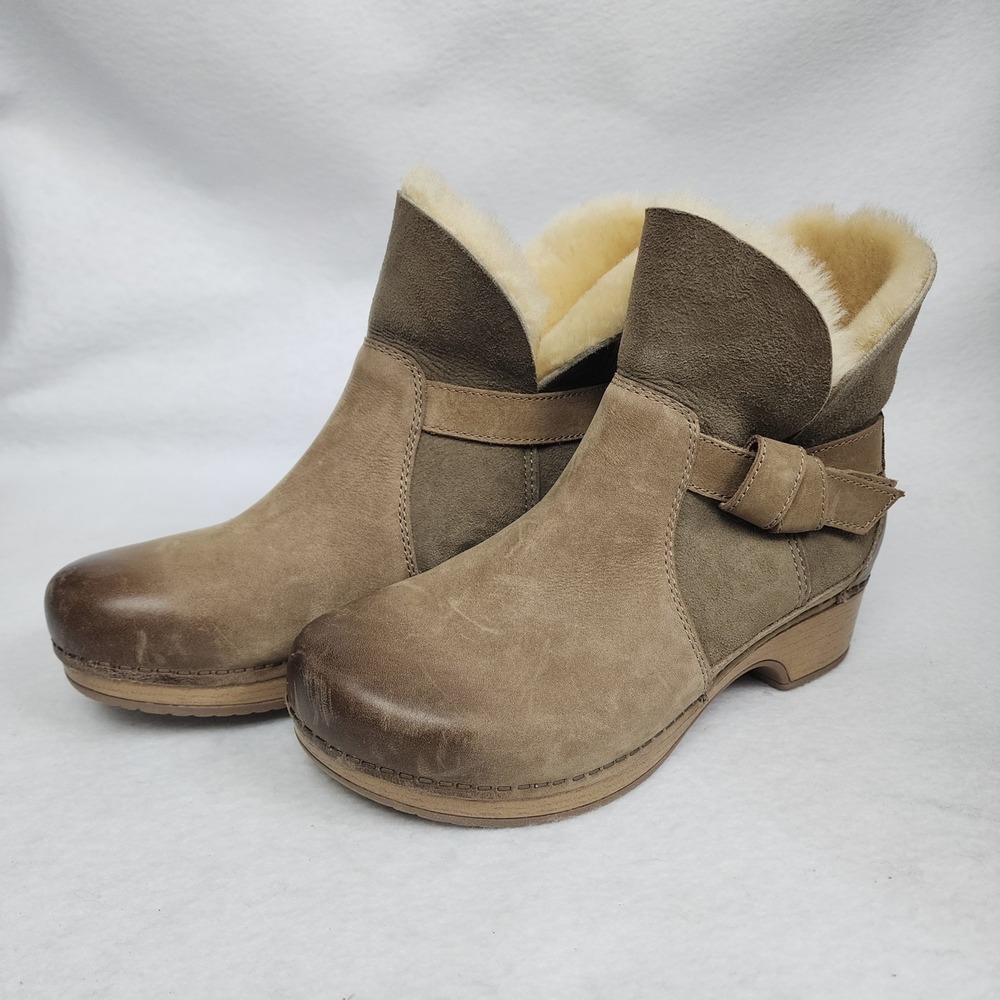 Dansko Bessie 9434201600 Womens EU 37 US 6.5-7 Boot Taupe Leather Fur Bootie